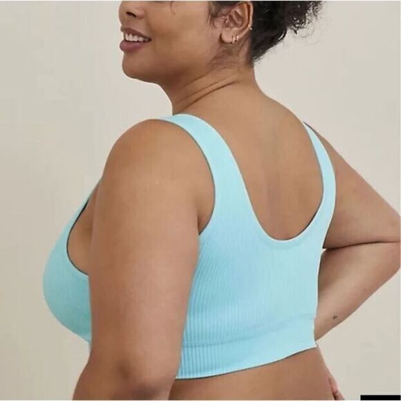 Torrid Curves Womens Sz 00 (M) Blue Radiance Ribbed Seamless Scoop Neck Bralette - Picture 5 of 5